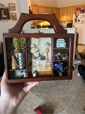 Wooden Mini Display Organizer - Brown Decorative Jewelry & Trinket Box